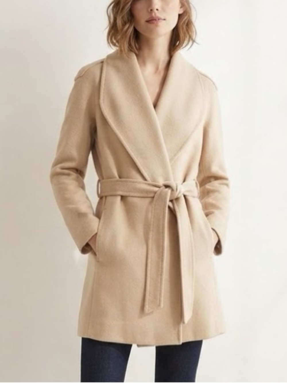 100% Wool Tan Belted Coat